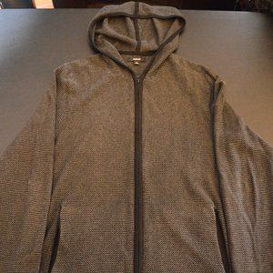 Alfani Mens Small Gray/Black Zip up Hoody Sweater